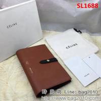 CELINE賽琳原單 專櫃 手掌紋牛皮搭扣拼色錢夾 4148 SL1688