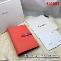 CELINE賽琳原單 專櫃 手掌紋牛皮搭扣拼色錢夾 4148 SL1691