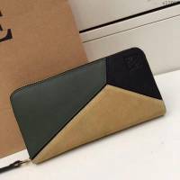 LOEWE錢包 122N89 頭層皮幾何錢包 羅意威原單長錢包  sl2055
