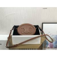 Celine專櫃2022新款經典凱旋門Logo大月餅包斜挎女包 賽琳OVAL CUIR TRIOMPHE大光滑牛皮革橢圓形手袋 sldj2260