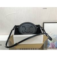 Celine專櫃2022新款經典凱旋門Logo大月餅包斜挎女包 賽琳OVAL CUIR TRIOMPHE大光滑牛皮革橢圓形手袋 sldj2261