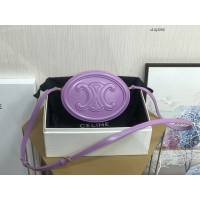 Celine專櫃2022新款經典凱旋門Logo大月餅包斜挎女包 賽琳OVAL CUIR TRIOMPHE大光滑牛皮革橢圓形手袋 sldj2262