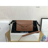 Celine專櫃2022新款CUIR TRIOMPHE斜挎女包 賽琳新品WOC鏈條皮革信封包 10J733 sldj2282