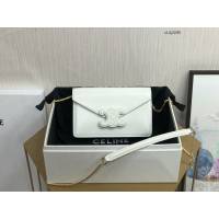 Celine專櫃2022新款CUIR TRIOMPHE斜挎女包 賽琳新品WOC鏈條皮革信封包 10J733 sldj2285