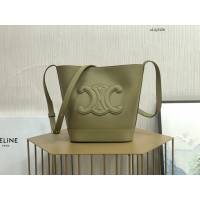 Celine專櫃2023s春夏新品CUIR TRIOMPHE小號繡花光滑牛皮水桶包 賽琳百搭斜挎肩背女包 sldj2436