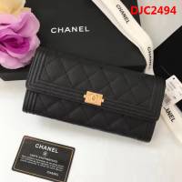 CHANEL香奈兒 新款 leboy長款錢包 荔枝牛皮綾格紋 復古金扣 80286  DJC2494