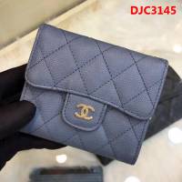 CHANEL香奈兒 18年春夏新款 CF短三折霧霾藍錢包 荔枝紋頭層牛皮 82288  DJC3145