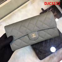 CHANEL香奈兒 經典cf長款錢包 荔枝紋綾格紋路 亮金五金 80758  DJC3172