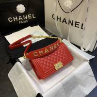 Chanel女包 67086# Chanel2020年新款羊皮包 手提金屬LoGo Chanel鏈條單肩斜挎中號包  djc3992