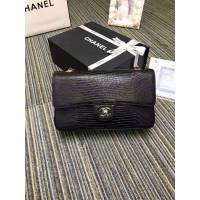 Chanel女包 香奈兒專櫃最新款CF女包 Chanel經典款小牛皮壓花蜥蜴紋時尚單肩鏈條口蓋包 A01112  djc4285