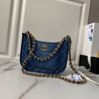 Chanel專櫃新款鏈條女包 香奈兒24s新款hobo牛仔布單肩斜挎包AS4666 djc6534
