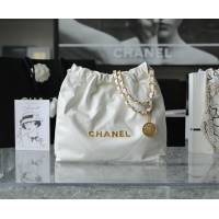 Chanel專櫃新款鏈條22bag女包 香奈兒小號白色/金字垃圾袋 djc6893