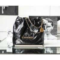 Chanel專櫃新款鏈條22bag女包 香奈兒小號黑色古金扣垃圾袋 djc6896