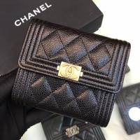 Chanel專櫃經典款女士錢包 香奈兒荔枝牛皮leboy短三折錢包80734 djc7057