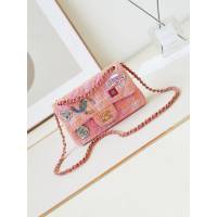 Chanel專櫃新款鏈條女包 香奈兒24c徽章粉CF單肩斜挎包 djc7095