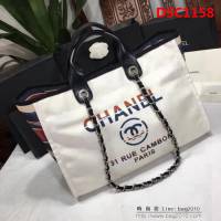 香奈兒CHANEL 66941 2018最新款大號沙灘牛仔帆布包 經典旅遊購物袋系列專櫃爆款DSC1158