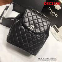 香奈兒CHANEL 91124黑色新款高仿原版時尚雙肩背包 DSC1306