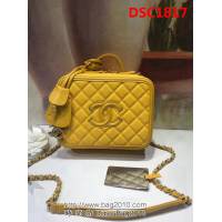 香奈兒CHANEL93342四方盒化妝包 2018新品魚子醬牛皮包 DSC1817