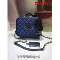 香奈兒CHANEL93342四方盒化妝包 2018新品魚子醬牛皮包 DSC1820