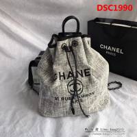 香奈兒CHANEL 93787 旅行必備帆布雙肩抽繩沙灘包DSC1990