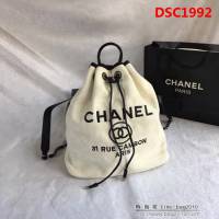 香奈兒CHANEL 93787 旅行必備帆布雙肩抽繩沙灘包DSC1992