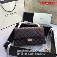 香奈兒CHANEL 226 進口大象紋胎牛皮金銀扣單肩斜挎鏈條包 DSC2031