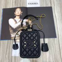 Chanel女包 2019秋季專櫃同步 最新款豎版化妝包 香奈兒復古盒子 香奈爾牛皮斜挎包  djc2899