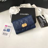 Chanel女包 80603 香奈兒新款leboy小卡包 菱格紋Chanel翻蓋短錢包  djc2987
