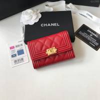 Chanel女包 80603 香奈兒新款leboy小卡包 菱格紋Chanel翻蓋短錢包  djc2988