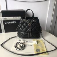 Chanel女包 香奈兒單肩包 香奈兒女包包 2019新品 黑色 小號水桶抽繩鏈條斜挎包  djc3018