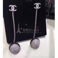 chanel耳環 新款CC鑽球耳釘 鍍金純銀針 水鑽耳環  gzsc1376