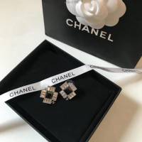 chanel耳環 新款雙C 黑色方鑽耳釘 香奈兒耳環  gzsc1384