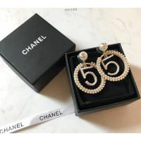 chanel耳環 5號數字 純銀針 圓環結合經典幸運數字 珍珠耳環  gzsc1434