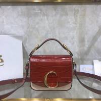 Chloe女包 克洛伊經典C Bag拼色鱷魚壓紋手提包 Chole手提肩背斜挎包  jjh1382