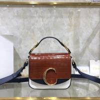 Chloe女包 克洛伊經典C Bag拼色鱷魚壓紋手提包 Chole手提肩背斜挎包  jjh1384