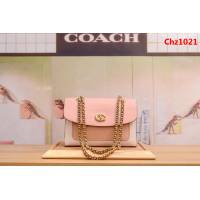 COACH蔻馳 26851 新款拼色 鏈條單肩斜挎女包 光面羊皮 內裏全反毛皮  Chz1021