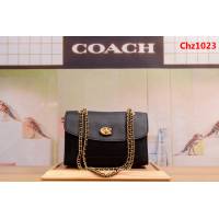 COACH蔻馳 26851 新款拼色 鏈條單肩斜挎女包 光面羊皮 內裏全反毛皮  Chz1023