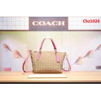 COACH蔻馳 36625 小號 經典款 帆布拼皮餃子包 真皮提手 可手提斜背  Chz1026