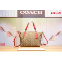 COACH蔻馳 36625 小號 經典款 帆布拼皮餃子包 真皮提手 可手提斜背  Chz1029