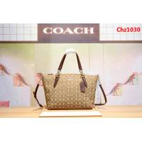 COACH蔻馳 36625 小號 經典款 帆布拼皮餃子包 真皮提手 可手提斜背  Chz1030