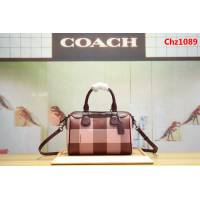COACH蔻馳 新款蘇格蘭格紋 女士單肩斜挎 手提波士頓桶包 26146  Chz1089