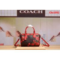 COACH蔻馳 新款 C家 25870 波士頓枕頭包 絲印玫瑰花  Chz1092