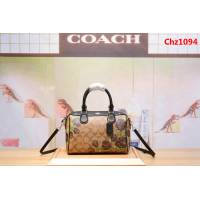 COACH蔻馳 新款 C家 25870 波士頓枕頭包 絲印玫瑰花  Chz1094