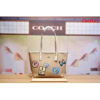 COACH蔻馳 18最新款 coachF29358 米奇系列 螢光徽章塗鴉款 購物袋 時尚媽咪包  Chz1127