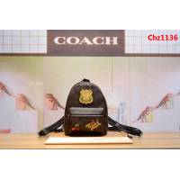 COACH蔻馳 新款C家 F25909 櫻桃印花徽章 迷你雙肩背包 女士書包 小巧可愛款  Chz1136