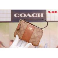 COACH蔻馳 原單級別 COACH 短款零錢包 拉鏈手包 簡單時尚 頭層牛皮 64233  Chz1286