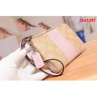 COACH蔻馳 原單級別 COACH 短款零錢包 拉鏈手包 簡單時尚 頭層牛皮 64233  Chz1287