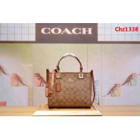 COACH蔻馳 57568 最新款 小號戴妃方包 客供pvc搭配頭層牛皮 手提斜挎包  Chz1338