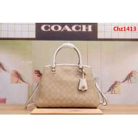 COACH蔻馳 原單經典款 戴妃包 pvb配頭層牛皮 實用大氣款 34608 手提斜挎包  Chz1413