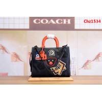 COACH蔻馳 20315ROGUE1941系列 唐嫣同款 自然粒面皮革 小熊徽章拼圖 手提包  Chz1534